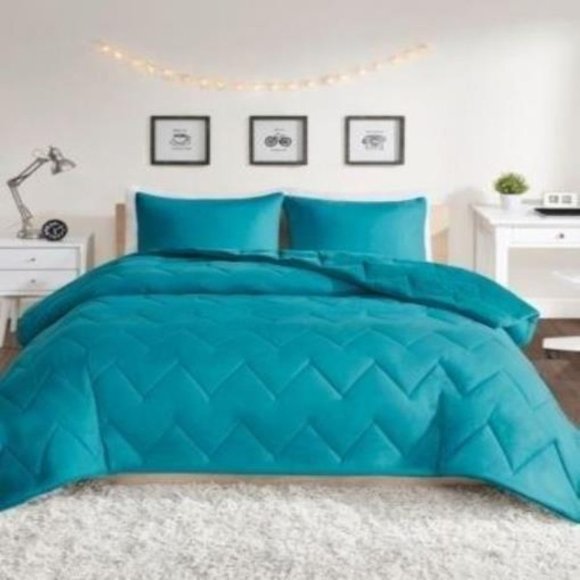 Jla Home Intelligent Design Kai Twin Teal Mini Comforter Set - Picture 1 of 7